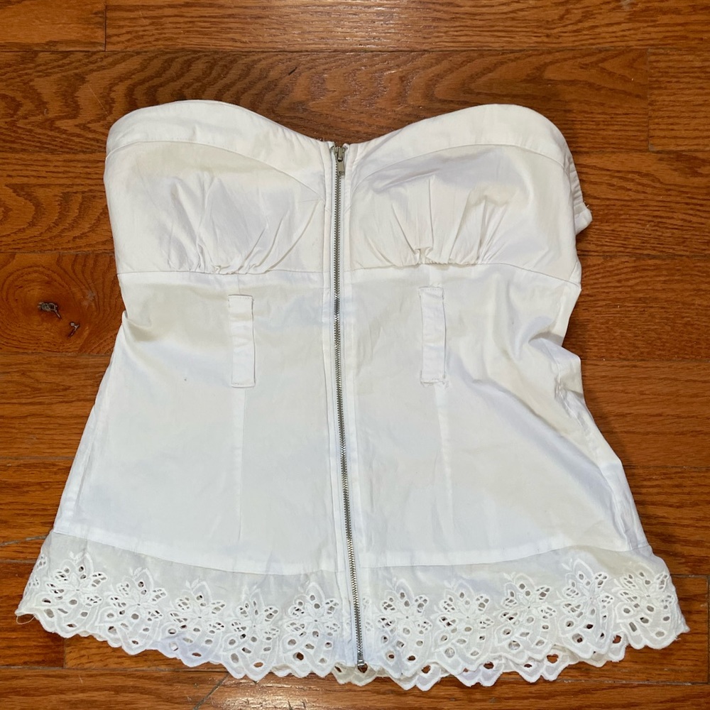 Y2K 2b Bebe Zip Eyelet Trim Tube Top Size L